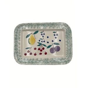 Vintage Hartstone Cream Fruit Salad USA Rectangular Serving Platter 15.5 x 11.5"